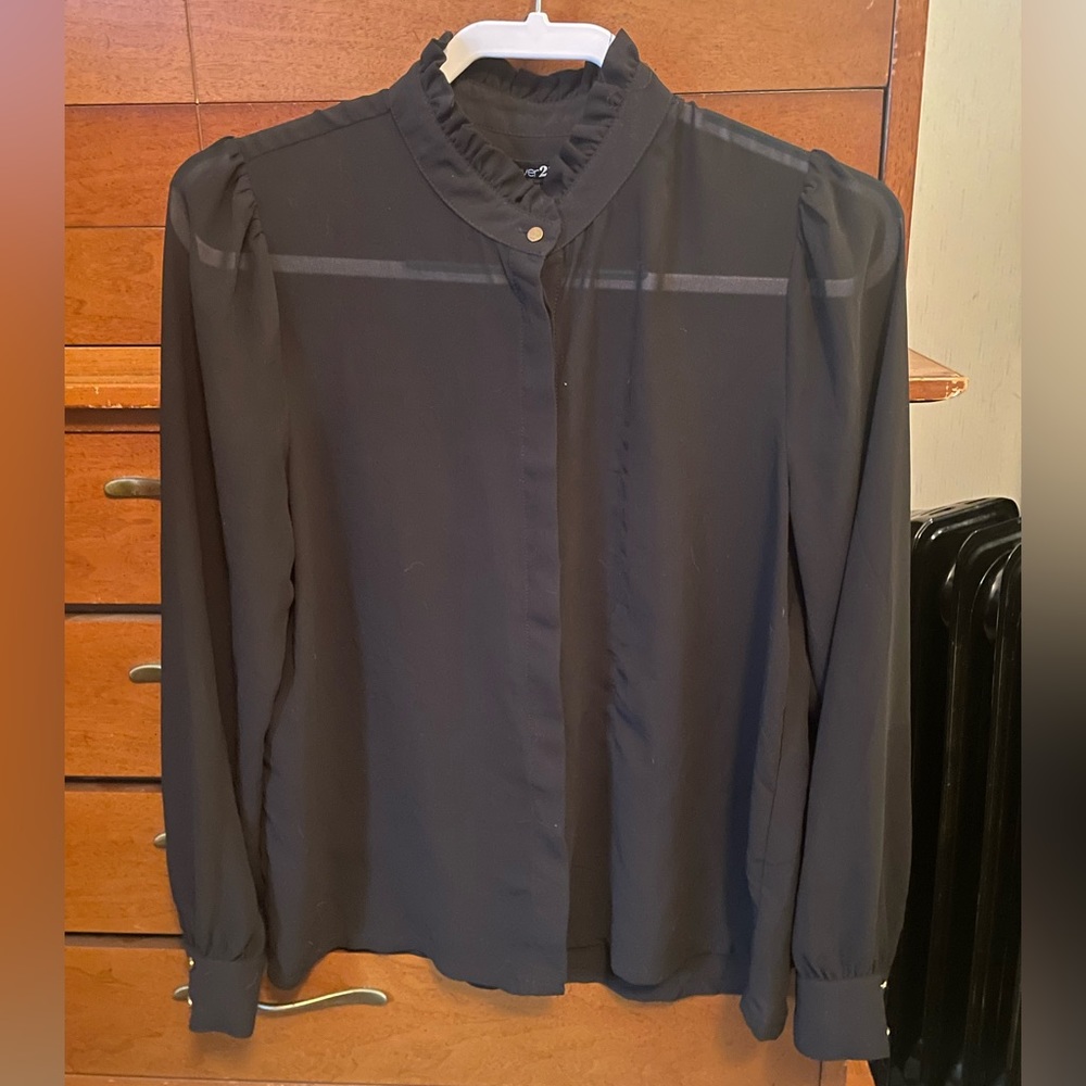 Forever 21 black sheer blouse size M